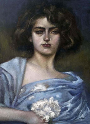 Adela Carranza Guillermo (Copia de Ramón Casas detalle, pastel 80 x 60 cm)