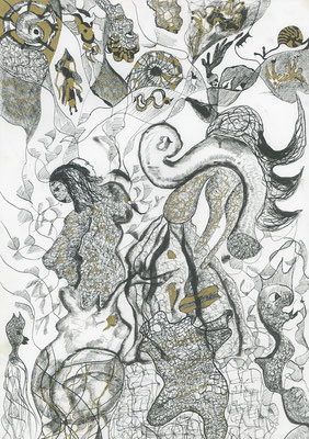 Feeding the dogs, ink on paper, 42,4 x 29,8 cm, 2007