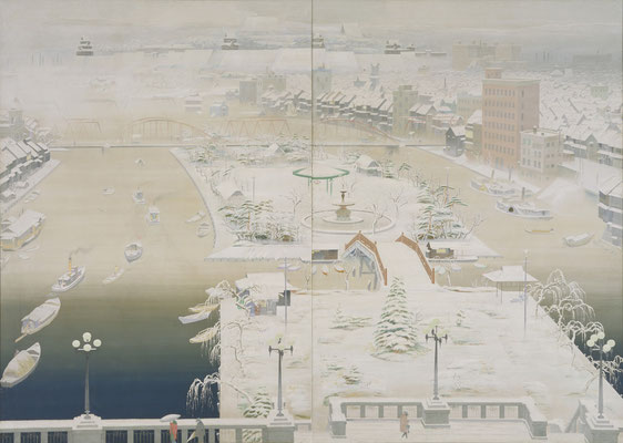 池田遙邨　《雪の大阪》 1928年、大阪中之島美術館
