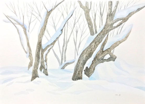 「静かな白」　　Watercolor. 2017