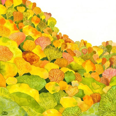 「雑木紅葉」　Watercolor.    2025　