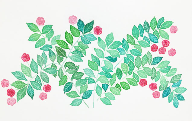 「赤いバラ」　Watercolor. 2015　Private collection.