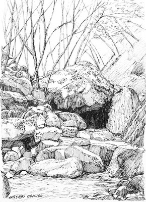 西丹沢　畦ヶ丸　2020　  Ink on paper.    Private collection. 