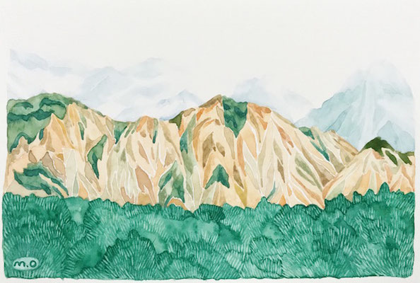「霧、立ち込める」　　Watercolor.　2017