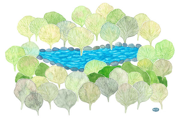 「春、畦ヶ丸」　Watercolor.　2019　　Private collection.