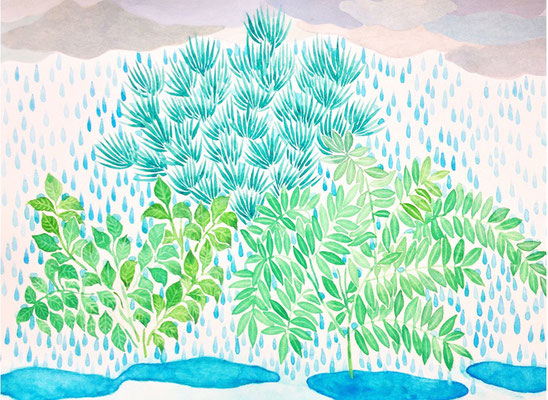「雨の庭」　Watercolor. 2015