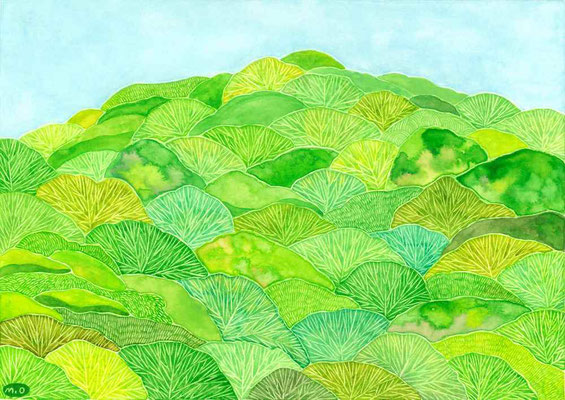 「山笑う、畦ヶ丸」　Watercolor.    2022　