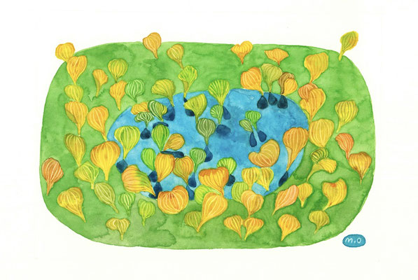 「踊る秋草」　Watercolor.    2023　