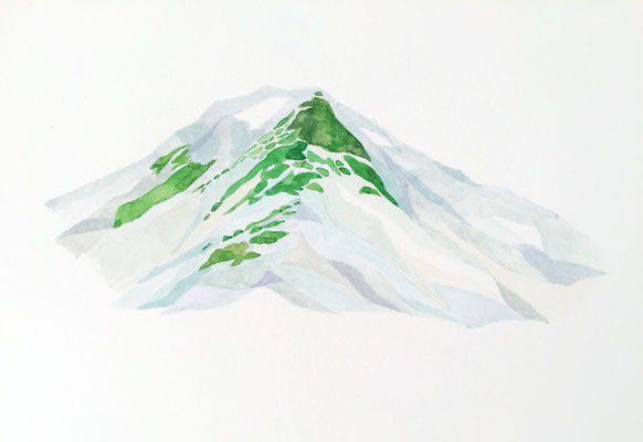 「立山　 内蔵助山荘から」　 Watercolor. 2016
