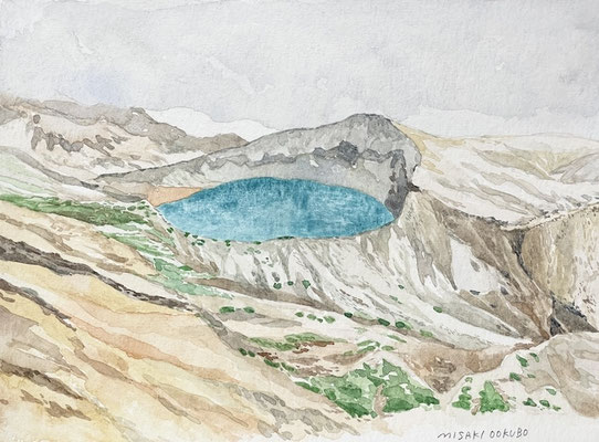 蔵王　お釜　Watercolor.  2024