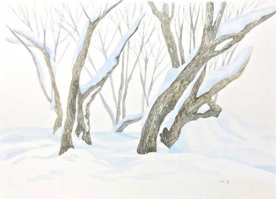 「静かな白」　　Watercolor. 2017