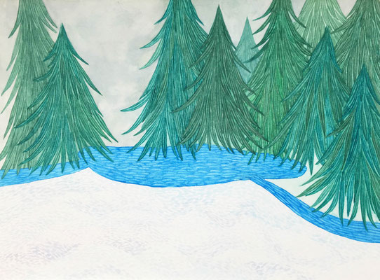 「曇りの森」　Watercolor. 2016
