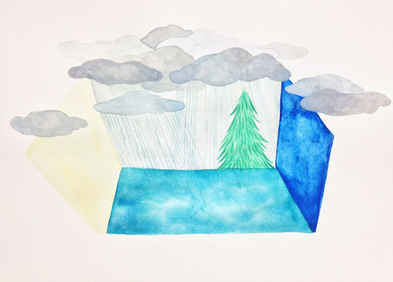 「箱庭」　　Watercolor. 2015