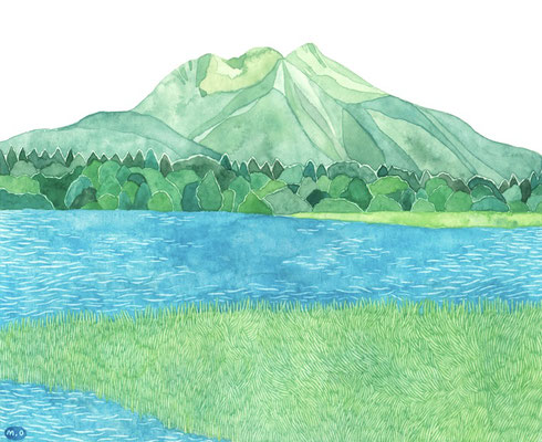 「水辺の朝」　Watercolor.    2024　Private collection.