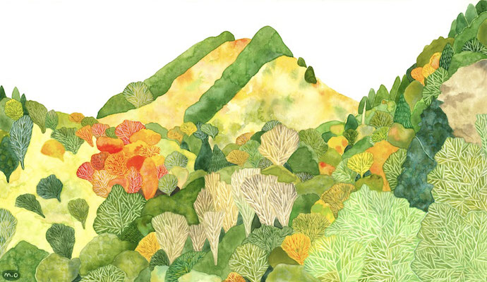 「もこもこ山」　Watercolor.    2025　Private collection.