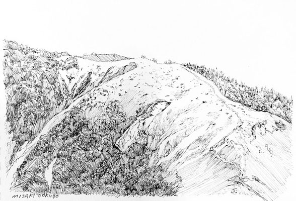 丹沢主脈線　丹沢山から蛭ヶ岳へ　2020    Ink on paper. 