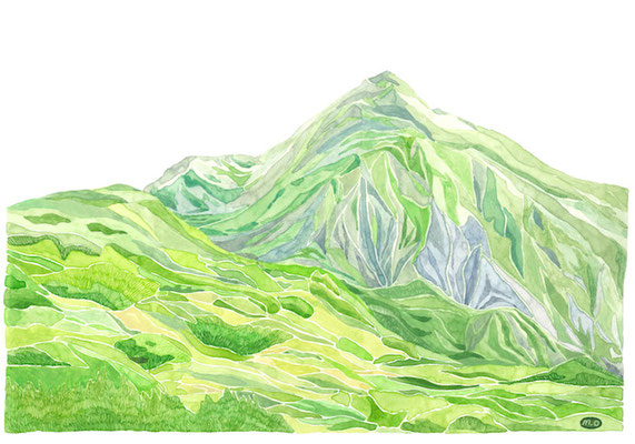 「稜線へ」　Watercolor.　2019