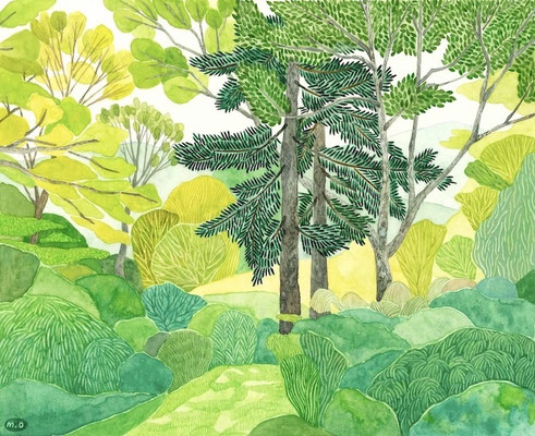 「森はダンスを踊る」　Watercolor.    2023　