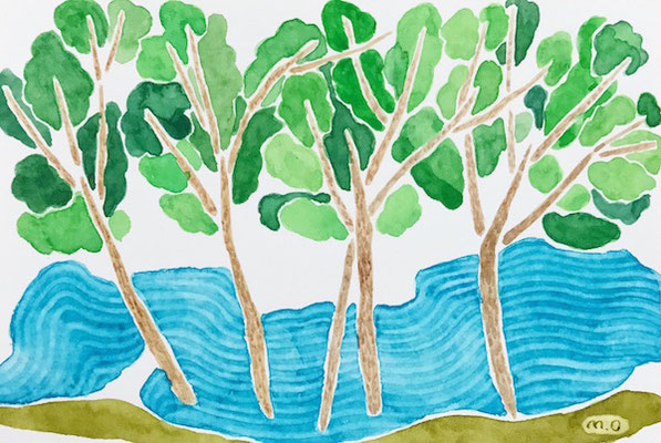 「水辺」　　　Watercolor. 2017　Private collection.