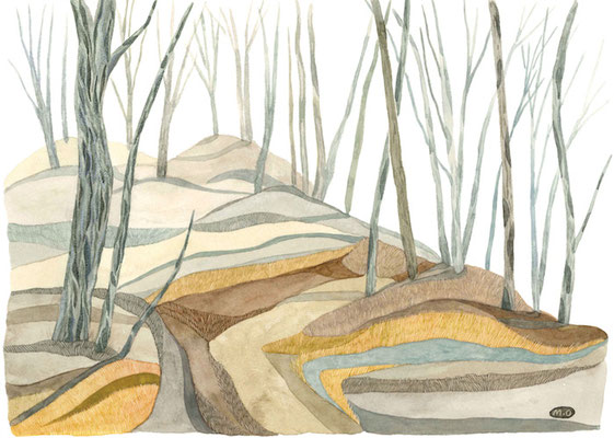 「山のすきま」　Watercolor.　2019　　Private collection.