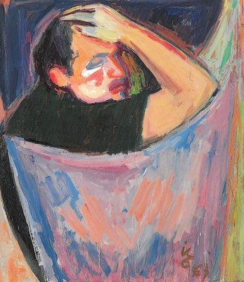 Portrait Karl Oßwald, 1969, Öl auf Hartfaser, 87 x 100 cm