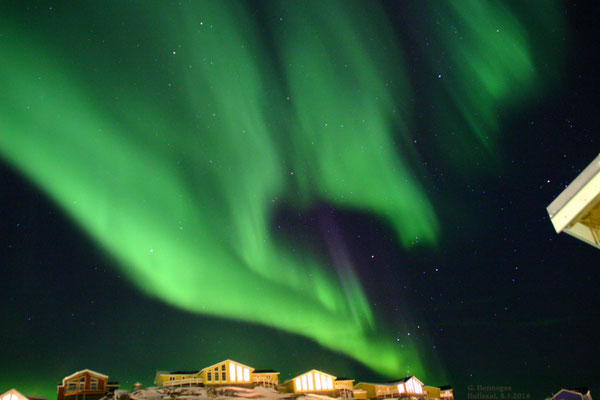 Polarlicht in Grönland im Winter 2016 (Foto G. Henneges)