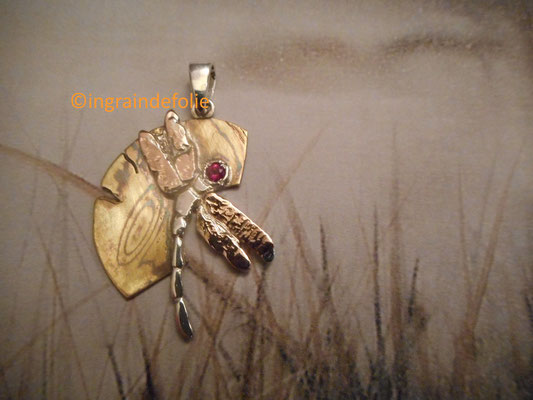 pendentif libellule mokume-gane