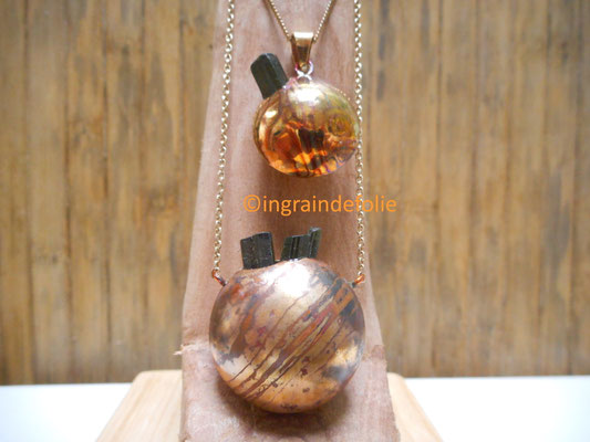  Mokume-gane embouti, serti de tourmaline