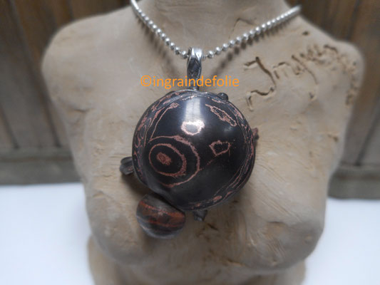 pendentif  mokume-gane, tortue