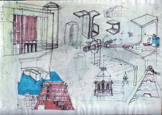Bleistift/Filzstift auf Papier