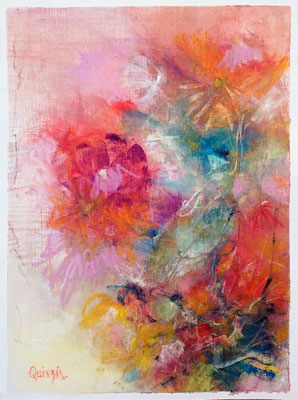 "Bloom 08" peinture à l'huile sur papier toilé 30 x 40 cm