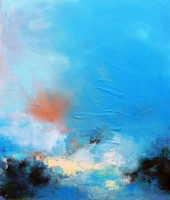 "Embruns" collage, enduit et acrylique sur toile 100 x 81 cm VENDUE