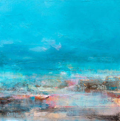 "Au large" Technique mixte sur toile 60 x 60 Disponible