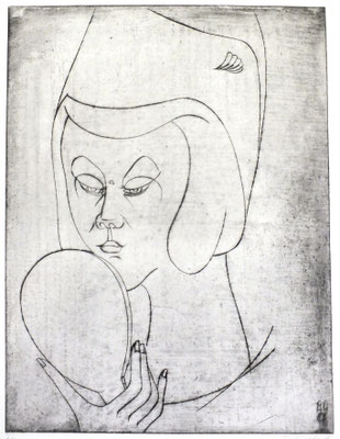 Mädchen mit Spiegel  1980  30 x 39,5      ( 5 )