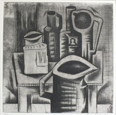 Stillleben mit Flaschen und Krügen  1968  30 x 30         ( 2 )