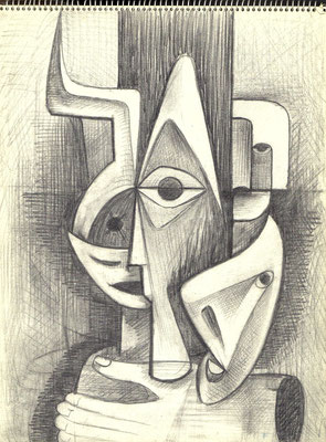 Blatt Nr. 1   2.1969  ( Öl )   Dunkle Masken   1970   V.V.95