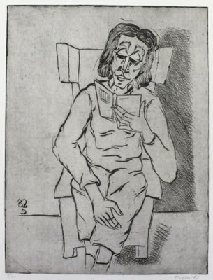 Lesende im Sessel  1982  30 x 39