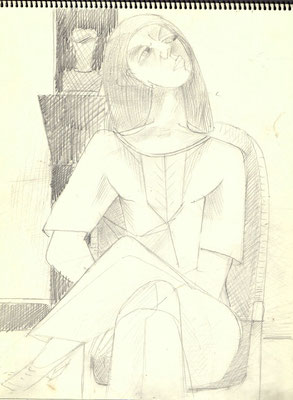 Blatt Nr. 14  1980  ( Öl )  Sitzende Frau mit Buch  1998  14 - 4