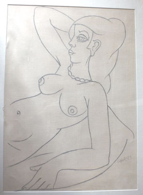Liegender Akt  1980  66,5 x 77  Pinselzeichnung
