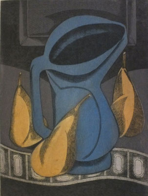 Stillleben mit blauen Krug und Birnen  1977  30 x 39,5 ( Ätz )  