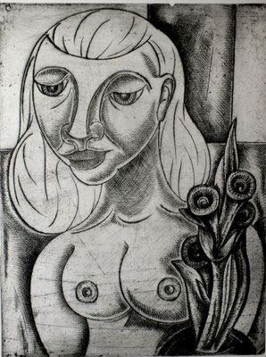 Halbakt mit Blume  1960   29,5 x 39,5