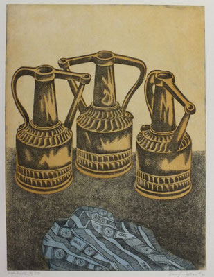 Stillleben mit Kupferkannen  1977  29,5 x 40 ( Ätz )