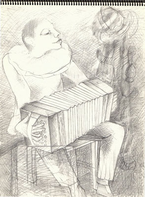 Blatt Nr. 9  1984  ( R )  Bandoneonspieler  1984  12 - 40  ( Öl )  Bandoneonspieler  1985  V.V.74  