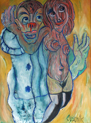 Clown und Tänzerin  2010  75 x 100