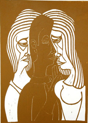 Mann zwischen zwei Frauen  1993  45 x 62