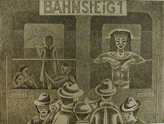 Bahnsteig II  1977  39,5 x 29,5 ( Ätz )      ( 7 )