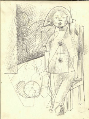 Blatt Nr.9   10.1954    ( Öl )  Weißer Harlekin  1954   V.V.210-4  ( siehe Blatt 3 )