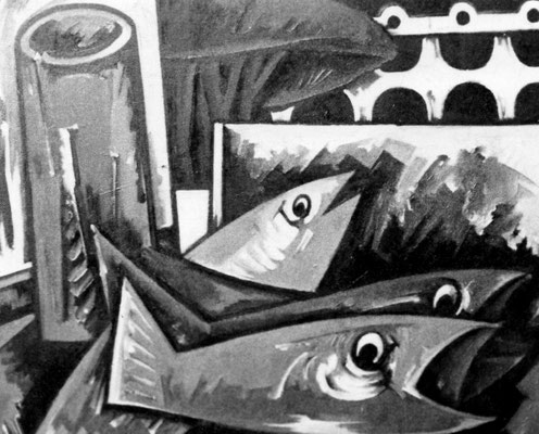 Bild mit Fischen ( Ischia )  1970  V.V. 50a