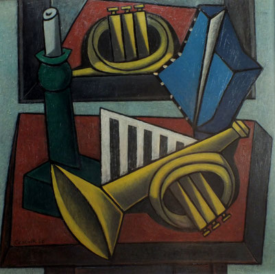 Stillleben mit Trompete  1956  80 x 80