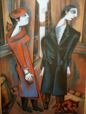 Jüdische Paar mit Hund  ( Emigranten )  1981    80 x 110  V.V.3